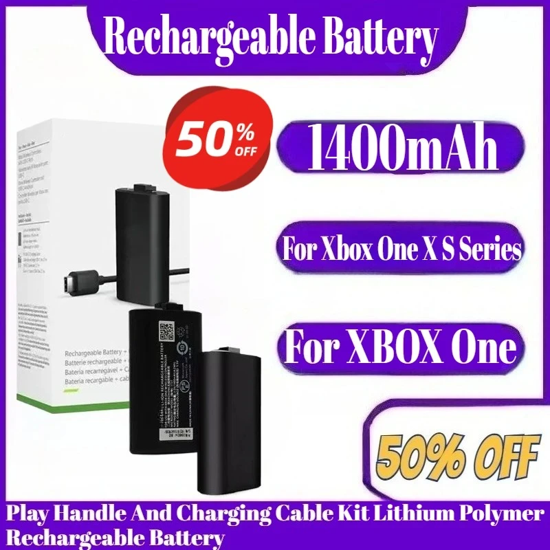 

1400mAh Battery For Xbox One X S Series S/X Play Handle And Charging Cable Kit Lithium Polymer Rechargeable Battery