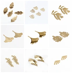 Hammered Charms,Brass Leaf Shaped Pendant,Findings Accessories For Diy Earrings Necklace Bracelet DIY Making,Jewelry Supplies