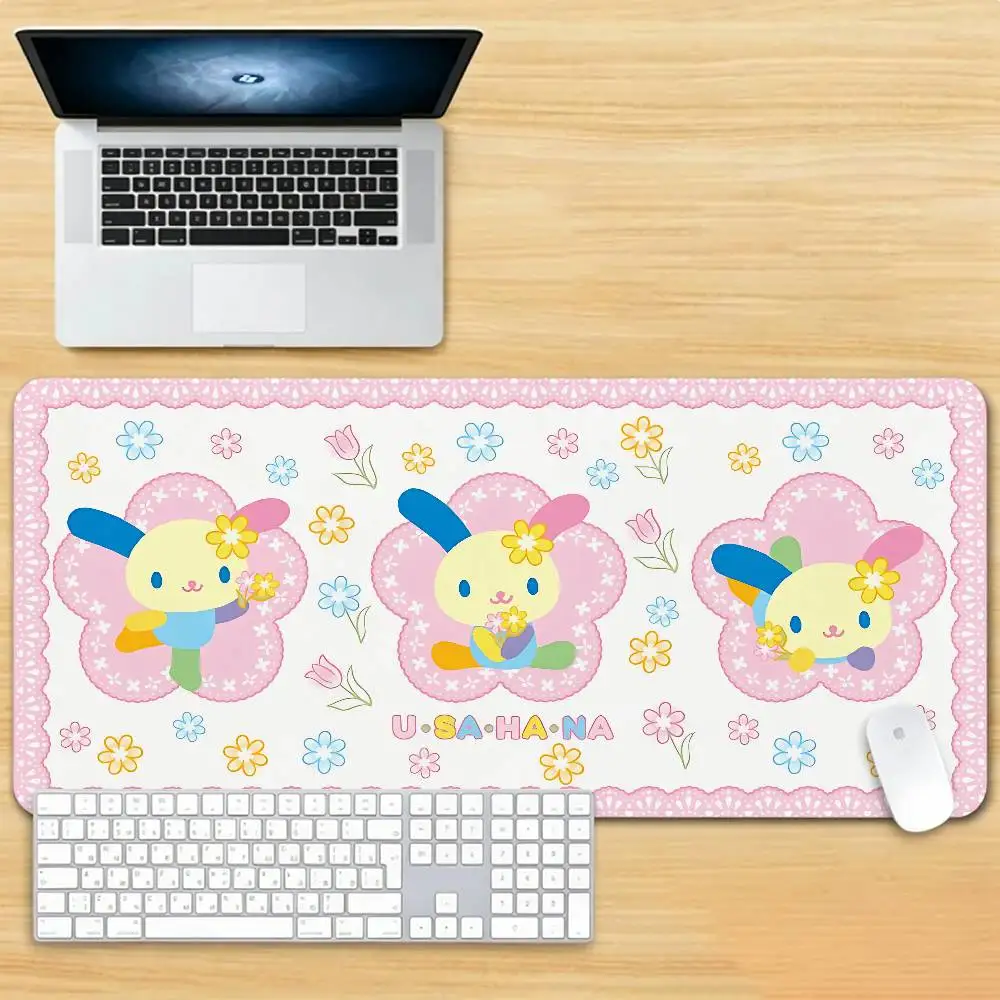 Cute U-usahana Gaming Mouse Pad Non-Slip Lock Stitched Edge Large Office Desk Mat For Computer And Keyboard