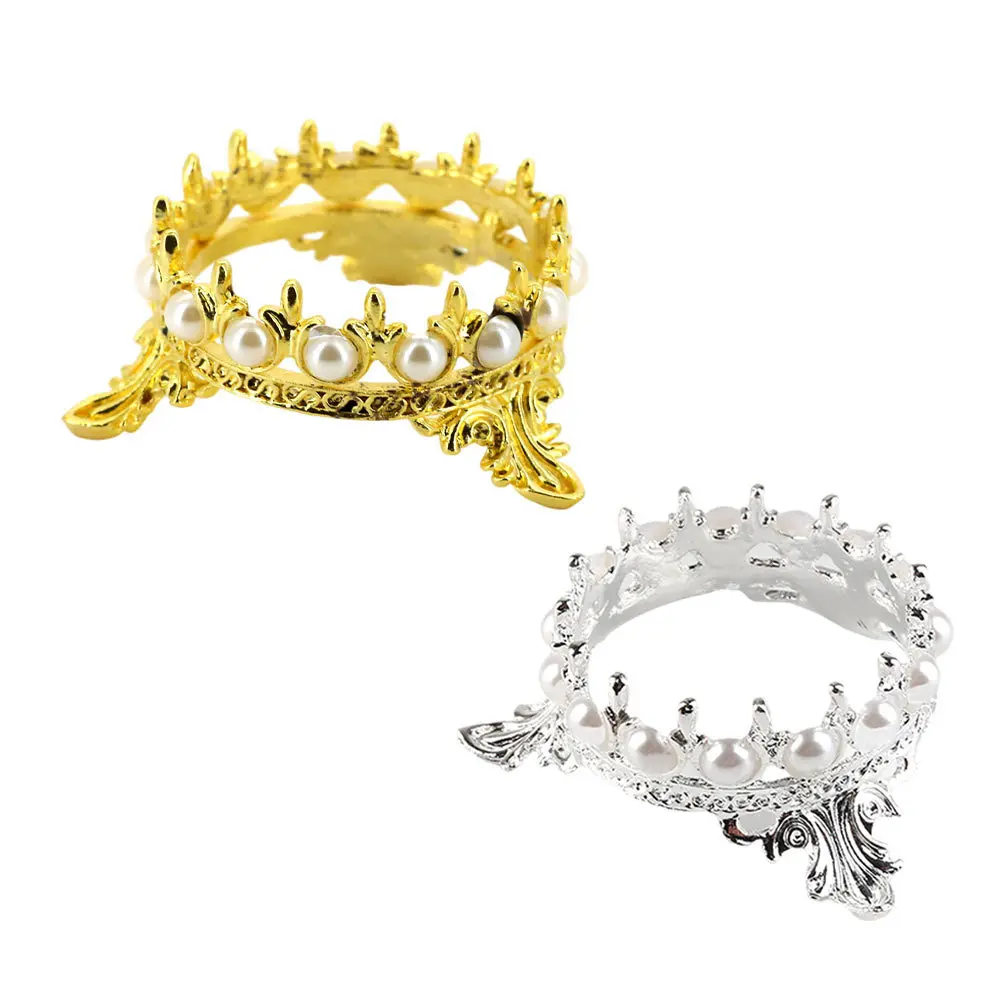 

2pcs Nail Art Brush Holder Compact Pearl Crown Manicure Pen Storage Rack Durable Portable Nail Coloring Tool Stand For Desk
