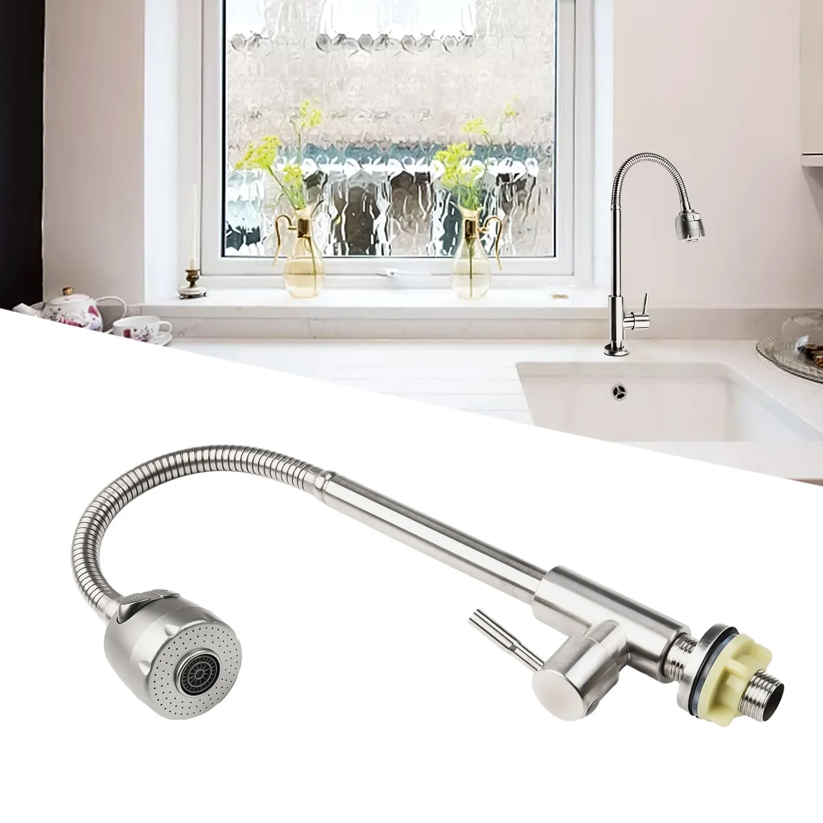 Kitchen Faucet Water Purifier Single Lever Hole Tap Cold Water 304 Stainless Steel Home Fixture Sink Accessories 1pc