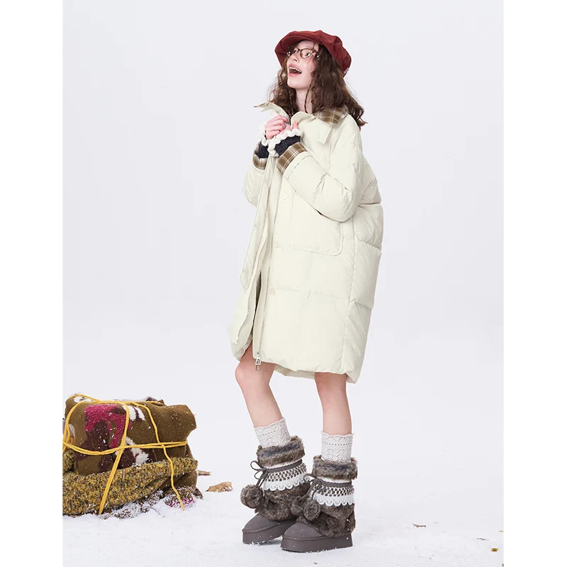 معطف ELFSACK كاجوال بسيط مع طية صدر السترة مخطط Preppy للنساء