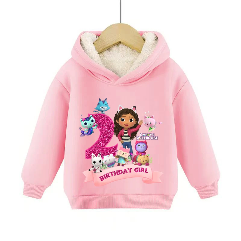 غابي دولهاوس عدد هوديس القطن عيد ميلاد بلايز لطيف أنيمي طباعة الحلو الفتيات ملابس الأطفال الشتاء الدافئ بلوزات هدية