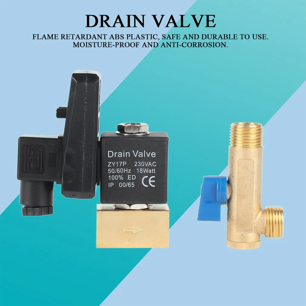 

Electronic Drain Valve Timed Gas Tank Automatic Drain Valve 1/2" Port AC 230V 2-way Brass Valve For Air Compressor Fast Delivery