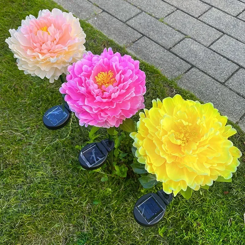 

Led Solar Light Outdoor Garden Decoration Flower Balcony Landscape Lights Solar Simulation Peony Flower Ground Mounted Lawn Lamp