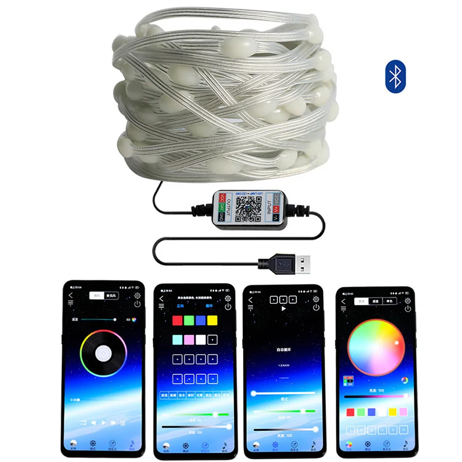 20M RGBIC Smart Christmas Tree Fairy String Light Bluetooth APP DIY Fairy Light Waterproof USB Xmas Tree Garland Lights