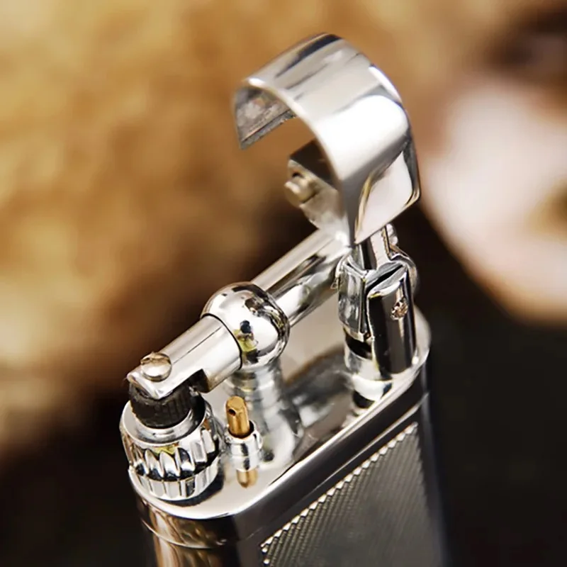 Genuine SPUNK Grinding Wheel Pipe Butane Lighter with Pipe Personality Retro Metal Rocker Lighter Rolling Trays Gift for Men