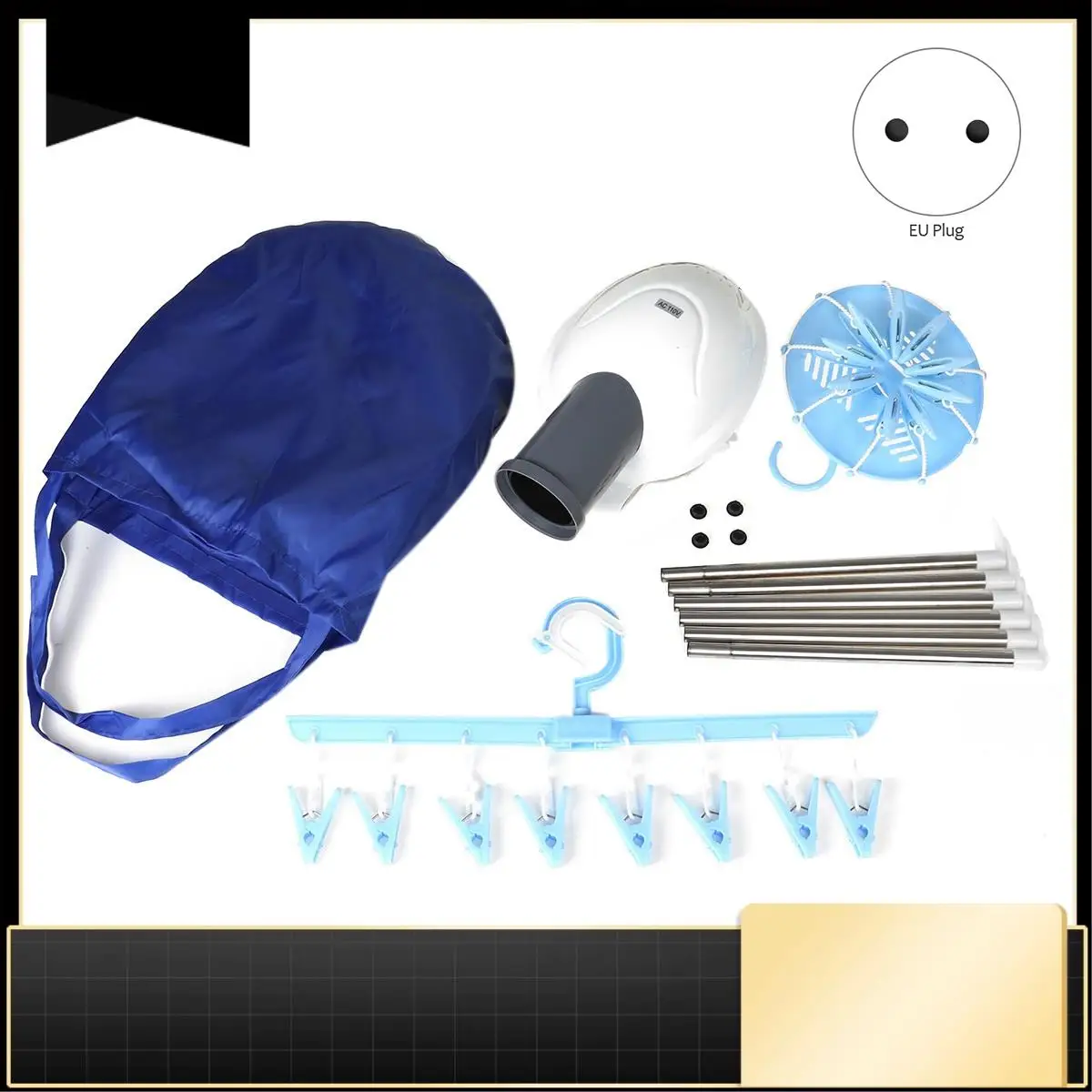 

Portable Electric Clothes Dryer Folding Travel Air-O-Dry Clothes Warm Cloth Dryer Wardrobe With Accessories-EU Plug-N37R