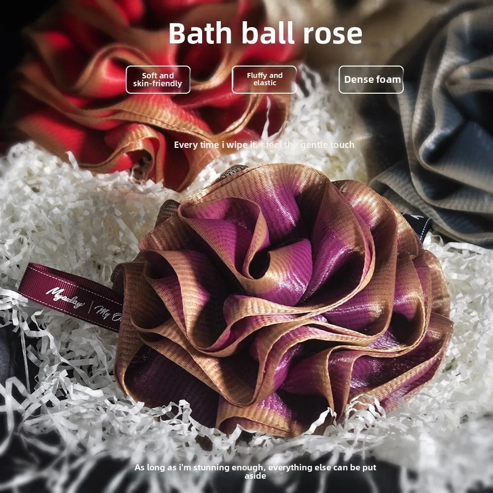 

Large Rose Shaped Double Color Scrub Ball for Luxurious Bath Gift Soft Shower Bathing Accessory for Sensitive Skin Use