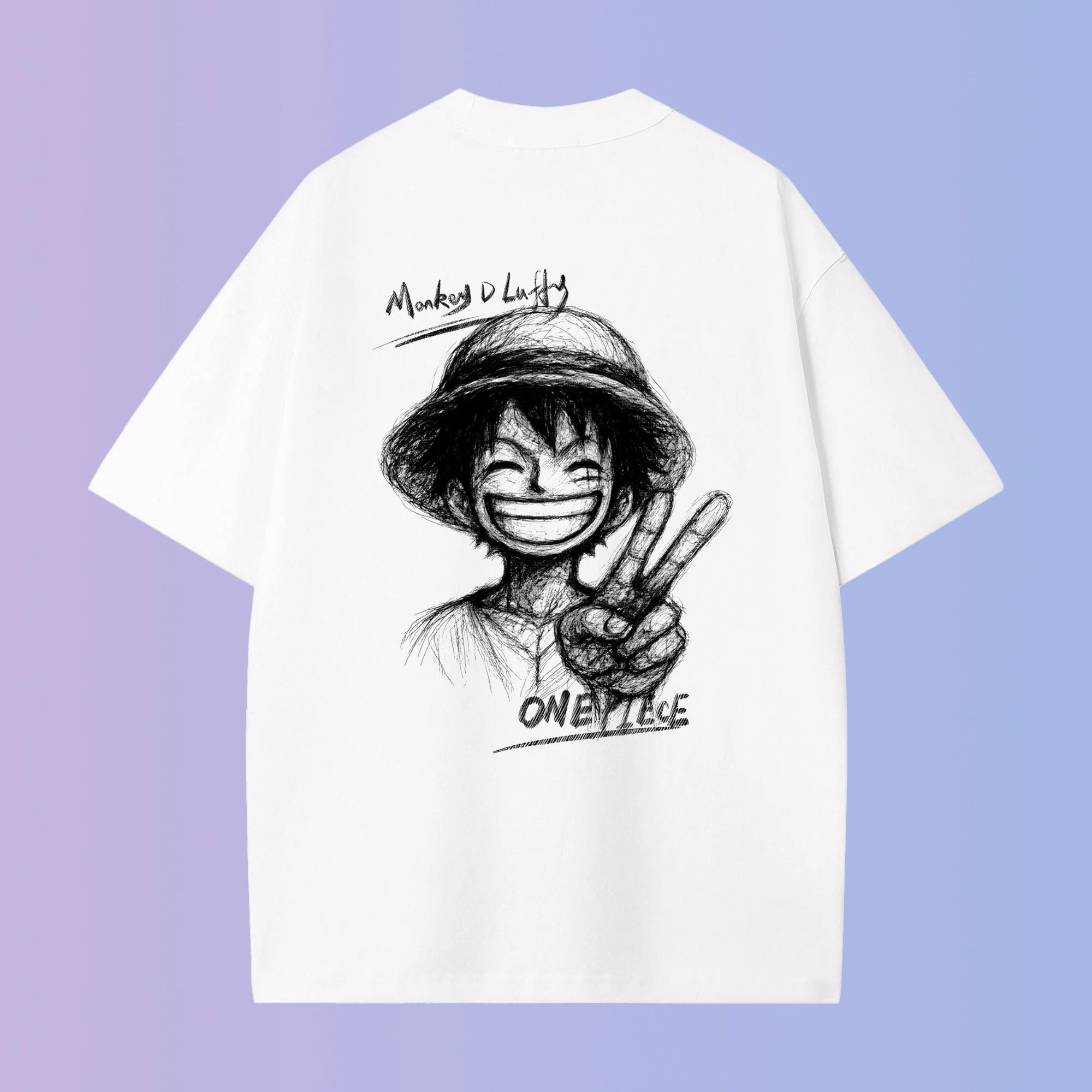 Bandai Japanisches Vintage One Piece Luffy Friedenszeichen T-Shirt 2026 Locker geschnittenes Baumwoll-Kurzarmshirt für Herren und Damen