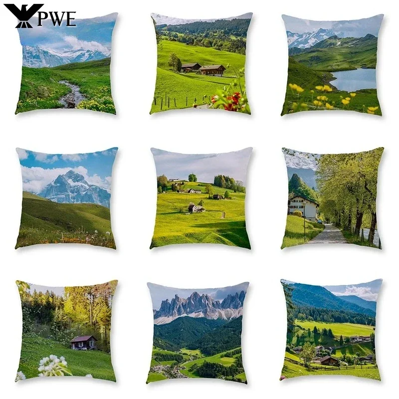 

Blue Sky Grassland Square Cushion Cover Soft Pillow Case Bedroom Sofa Car Chair Home Decorative Pillowcases 45x45cm