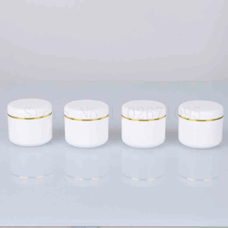 10g-500g Travel Face Cream Box Lotion Cosmetic Container Silver Gold Edge White Plastic Empty Makeup Jar Pot Refillable Bottle