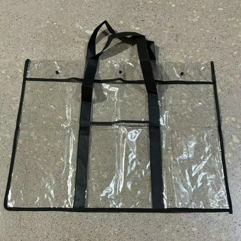 Poster Storage Bag Clear Large Art Bag Waterproof Artwork Storage Organizer Bulletin Board Holder With Handle & Pocket For