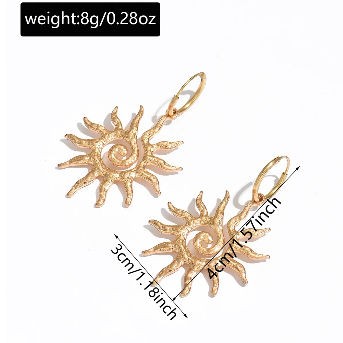 البوهيمي دوامة الشمس انخفاض الأقراط الذهب والفضة الرجعية السماوية تصميم سبيكة المواد بيان مجوهرات للنساء ارتداء اليومي #6
