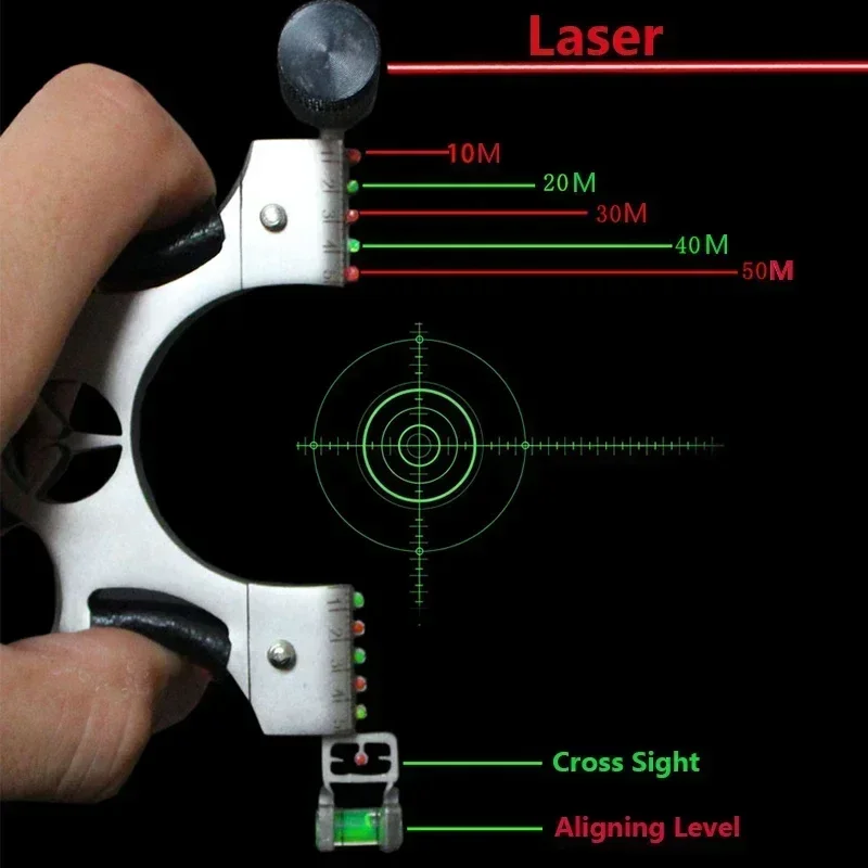 Laser slingshot High Quality Alloy Slingshot Flat Rubber Band Hunting Shooting Outdoor Catapult Hunting Slingshot