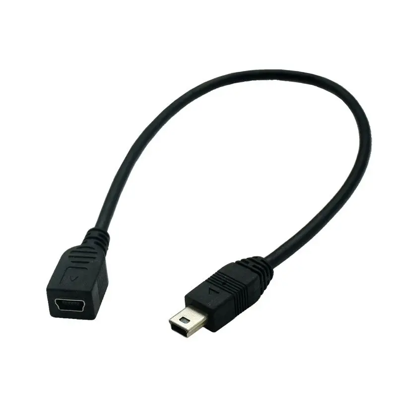 1Pcs Black Mini 5Pin T-Port USB Light Mini Cable 1.5m 0.5m 0.25m Mini USB B 5pin Male To Female Extension Cable Cord Adapter