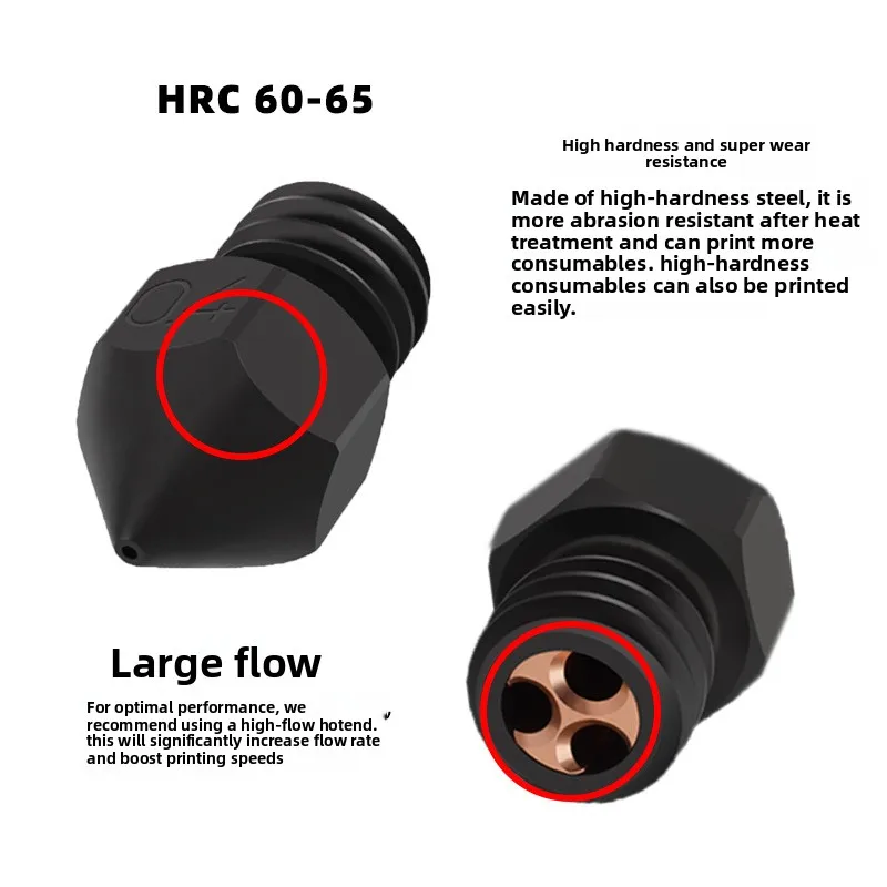 

3D printer accessories FOR MK8 hardened steel CHT nozzle three-hole clone high flow high temperature wear-resistant nozzle