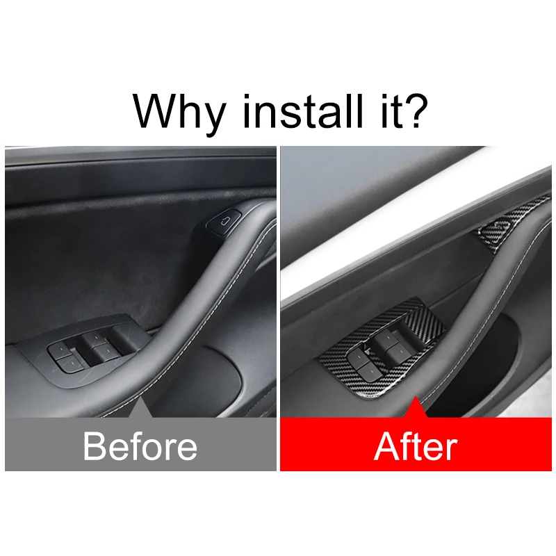 اكسسوارات ل تسلا نموذج 3 Y 2021 2022 2023 2024 2025 زجاج نافذة السيارة رفع التبديل غطاء أزرار الباب مسند الذراع لوحة الكسوة