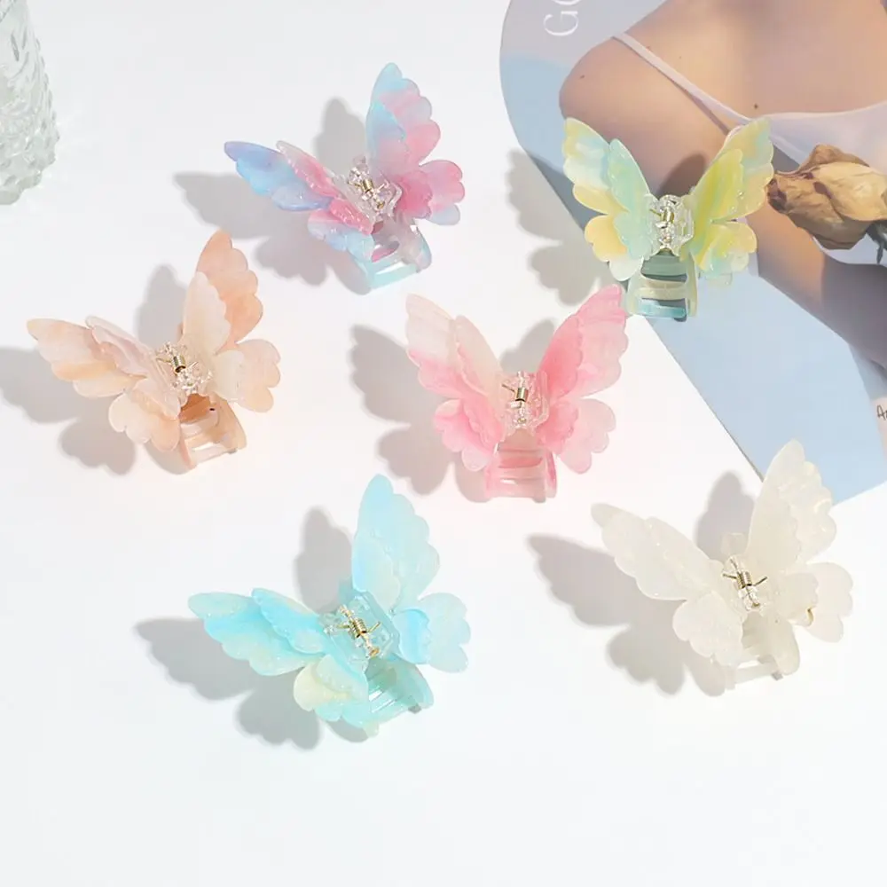 Acetic Acid Acetate Butterfly Hair Claw Colorful Grab Clip Gradient Hair Clip Korean Style Headdress Large Shark Clip Daily