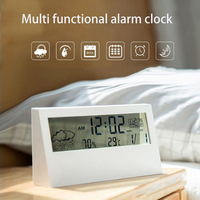 LED Thermo-Hygrometer Clock Creative Home Weather Display Electronic Alarm CLock Desktop Table Decor For Living Room Bedroom
