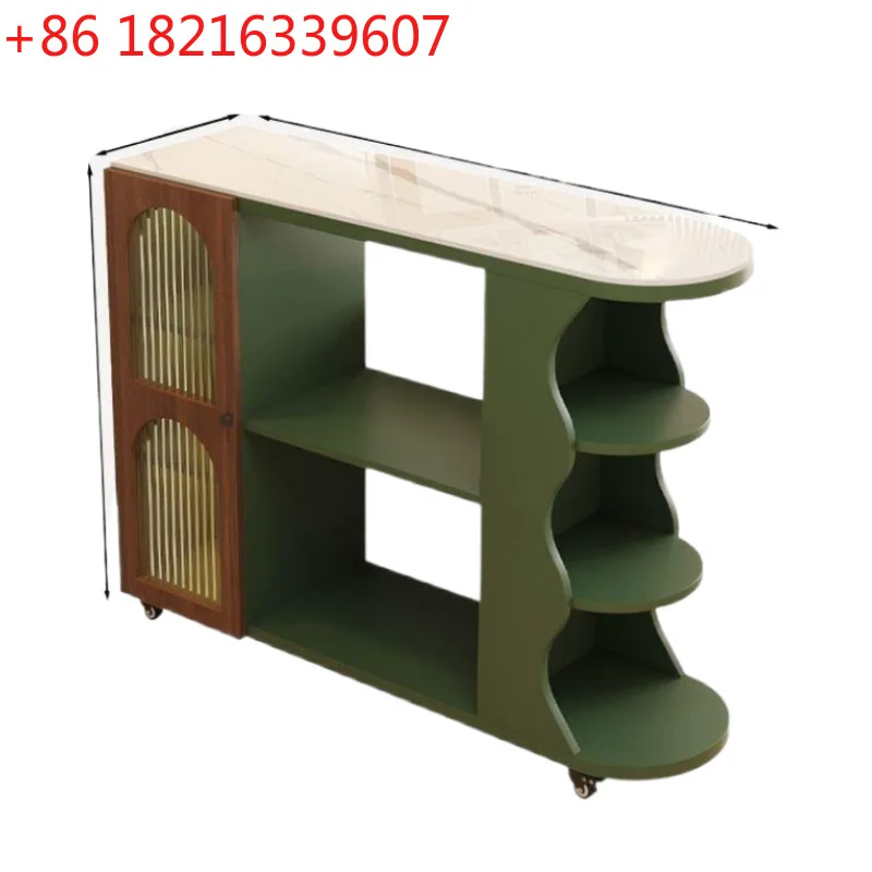 YAO solid wood retro wind rock slab long table living room sofa edge partition cabinet wine cabinet integrated