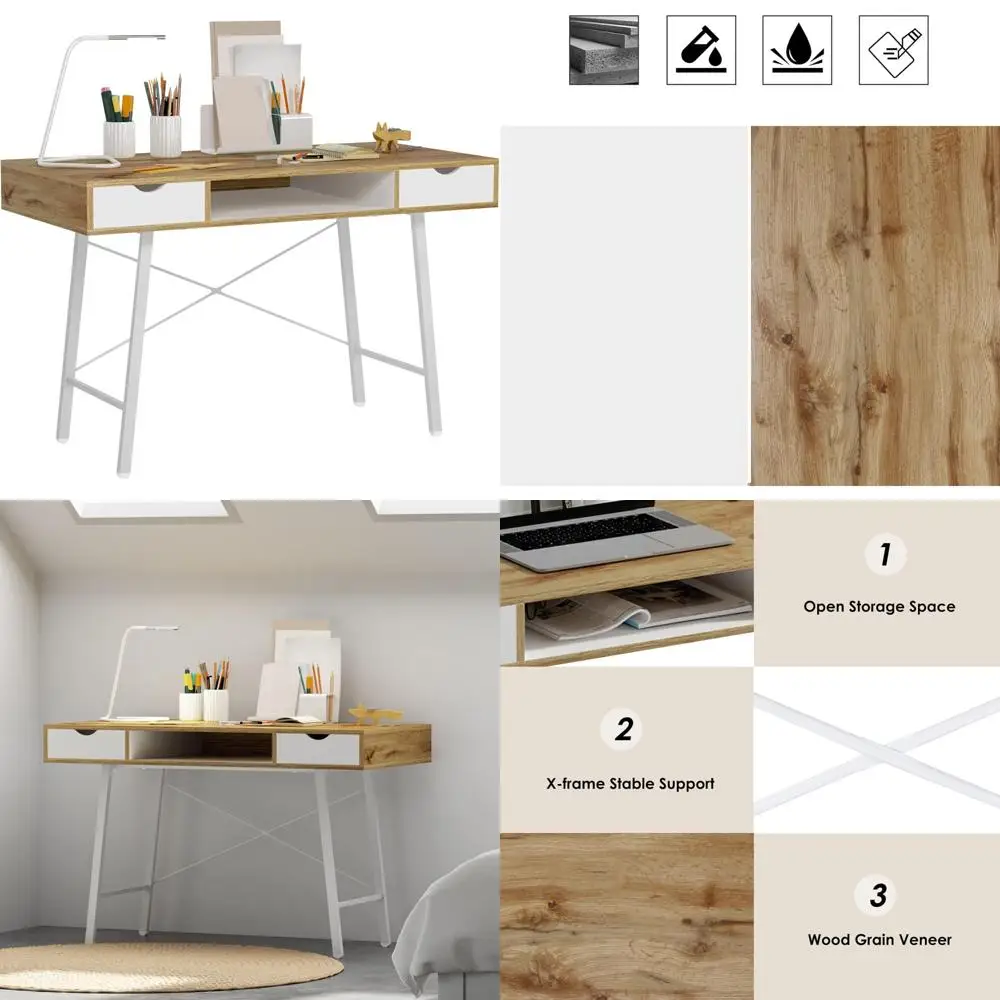 

47.24 Inch Wide Computer Desk with Storage Drawers, Suitable for Home Office and Makeup Vanity