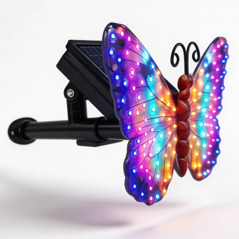 Decorative Outdoor Butterfly Light with Solar Daytime Charging, Automatic Night Activation and Multicolor Glowing Display 831F