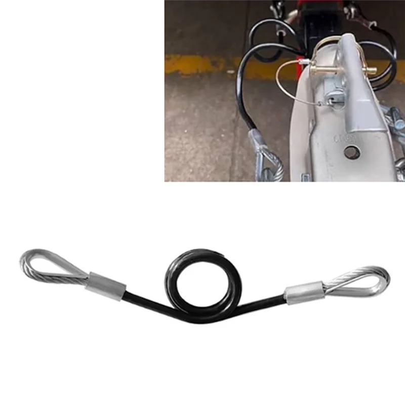 A20K-Trailer Safety Towing Cable Without Hook 3500Lbs Load Bearing 70CM Maximum Extension Length Spring Towing Rope For RV