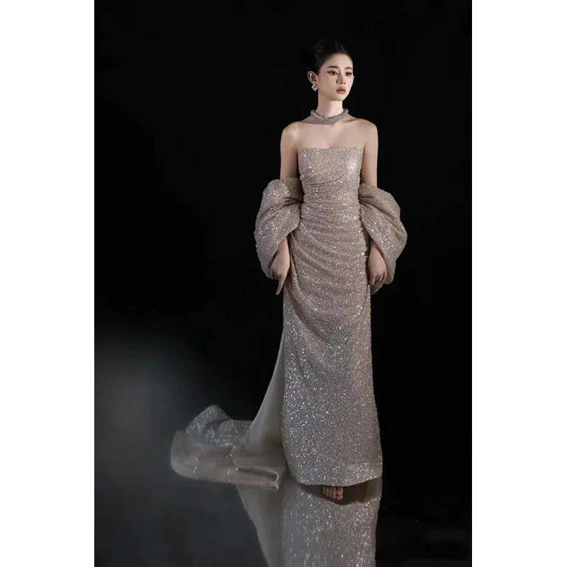 

Evening dress 201 fishtail high-end temperament banquet host dress skirt