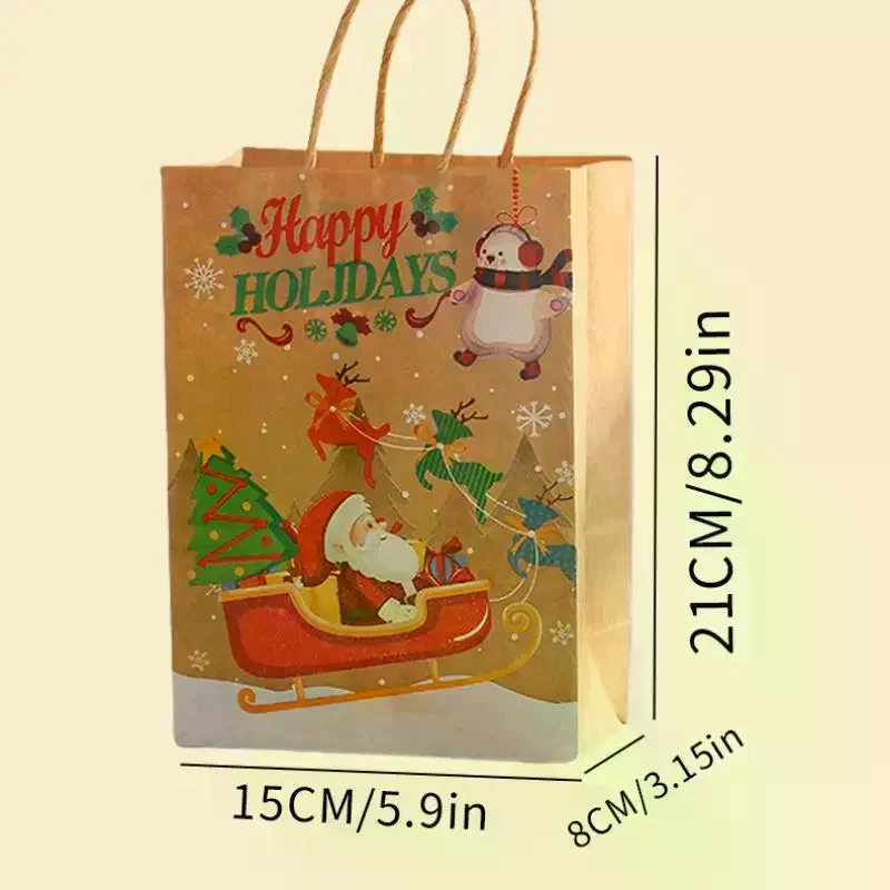 4-pack kleine kerstcadeauzakjes, rode kerstboom, kerstmuts, draagbare kraftpapieren zakken, geschenkverpakkingen voor feestbakkerijwinkel