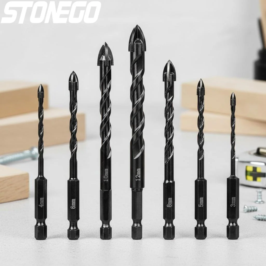 

7PCS 10PCS Hard Alloy Cross Hex Tile Bits Hole Opener Wood Glass Porcelain Concrete Drilling Tools