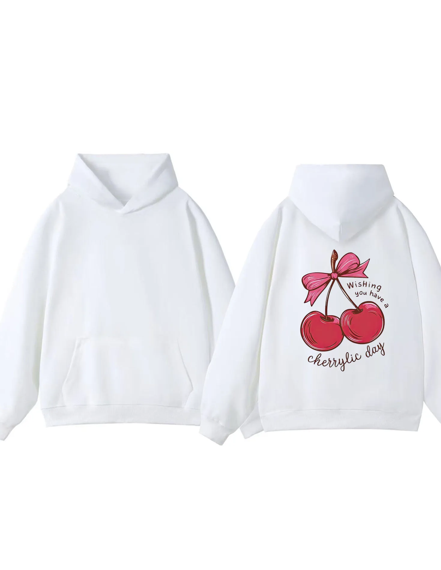 

2025 Fashion 300g Heavy duty Cherry Day Hoodie Men's and Women's Fashion Casual Street Wear Hoodie Sweatshirt Printed