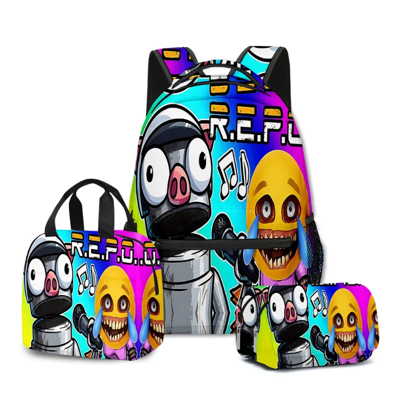 3pcs REPO Rugzak Game Repo Robot Schooltassen Kawaii Cosplay Boekentas Pencial Tas voor Student Rugzak Crossbody Pen Zak Gift