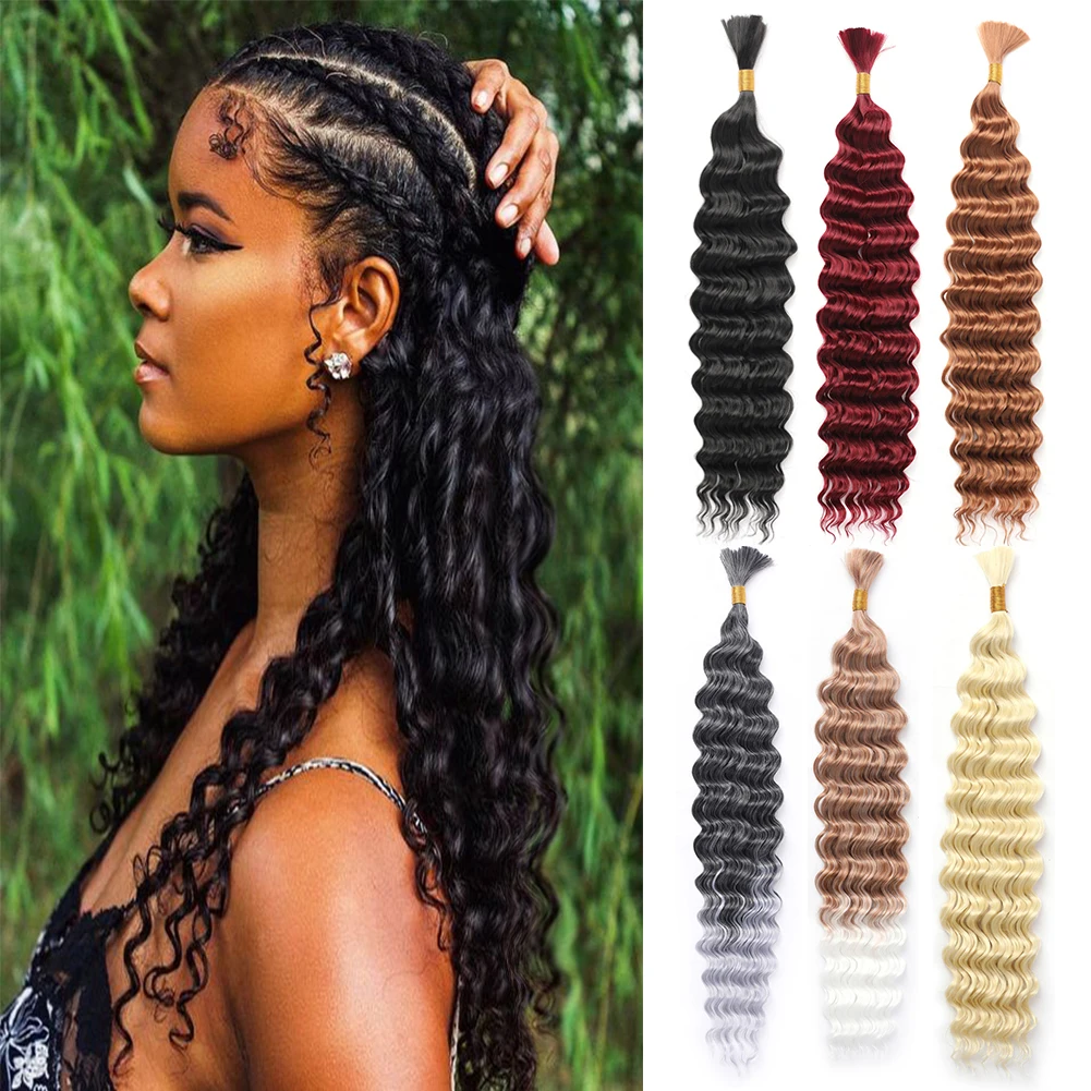 Synthetic Deep Wave Bulk Hair for Braiding 22 Inch Loose Deep Wave Braiding Hair Extensions High Quality Micro Braiding Hair