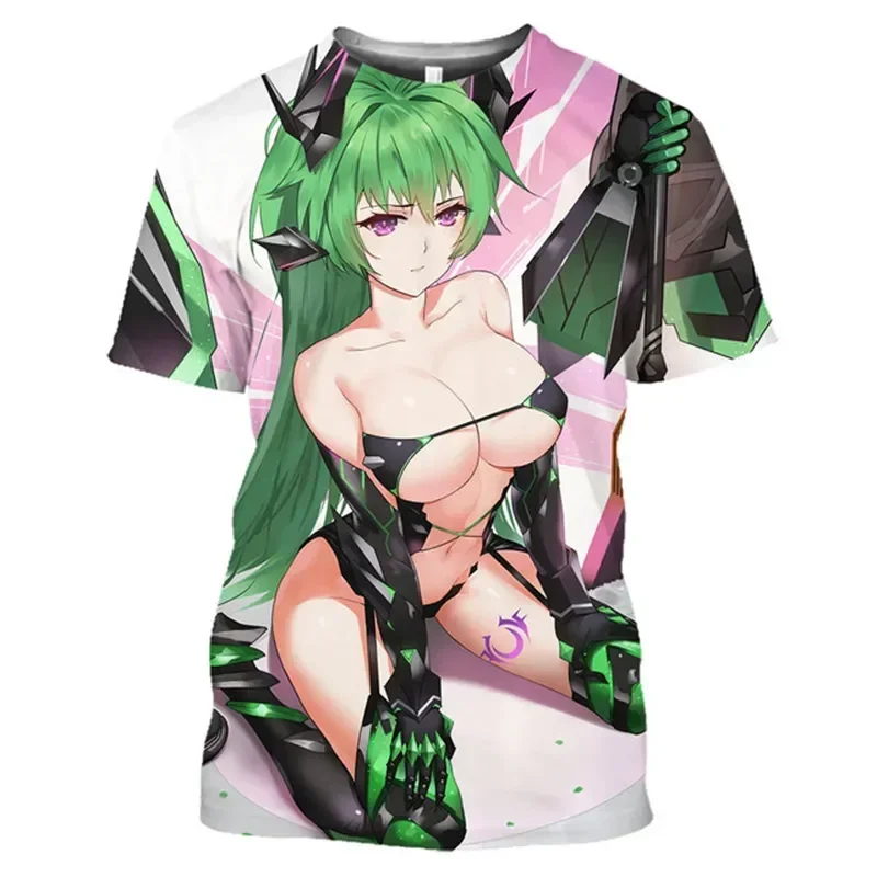 Neptune Anime Camiseta masculina, Otaku Estampa 3D de Brócolis, Camiseta Ahegao Hentai Loli, Biquíni Sexy, Camisetas Cosplay Meninas