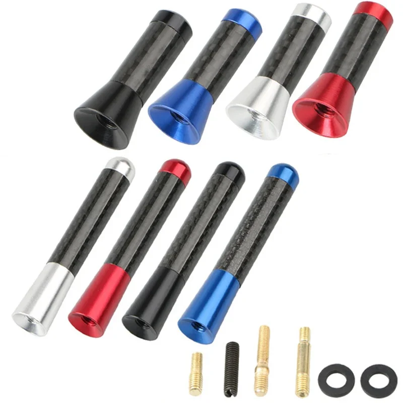 7PCS Universal Carbon Fiber Car Antenna Car Roof Antenna Set 3.5cm 8cm Red Blue Silver Black Auto Exterior Decor Accessories