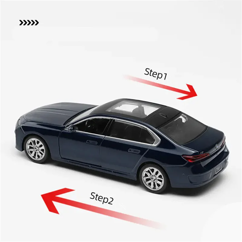 1/32 bmw i7 Alloy Car Model Diecast Metal New Energy Vehicles Car Model High Simulation Sound and Light Collection Kids Toy Gift