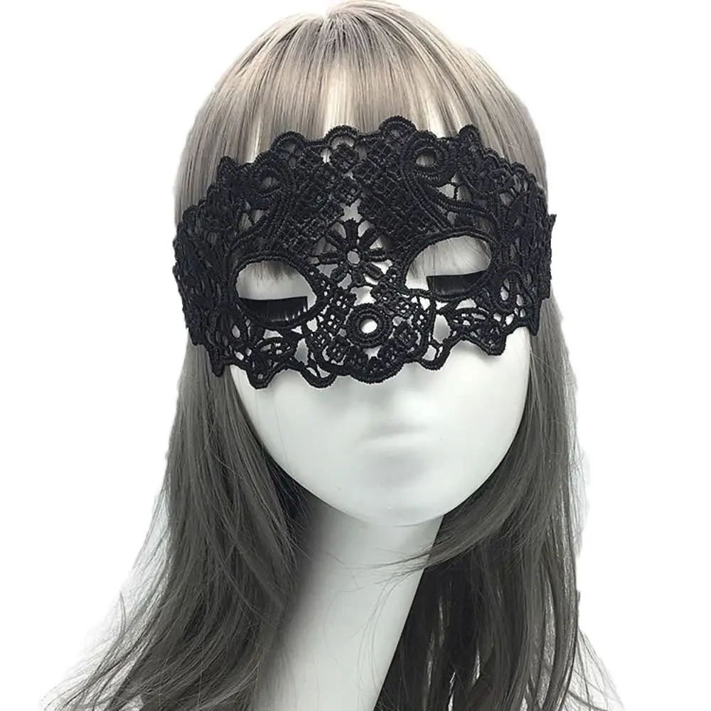 Masque de maquillage en dentelle noire pour Halloween, masque pour les yeux creux, demi-visage sexy, accessoires de Rhcosplay, masques de danse en boîte de nuit, fête, Tim ade