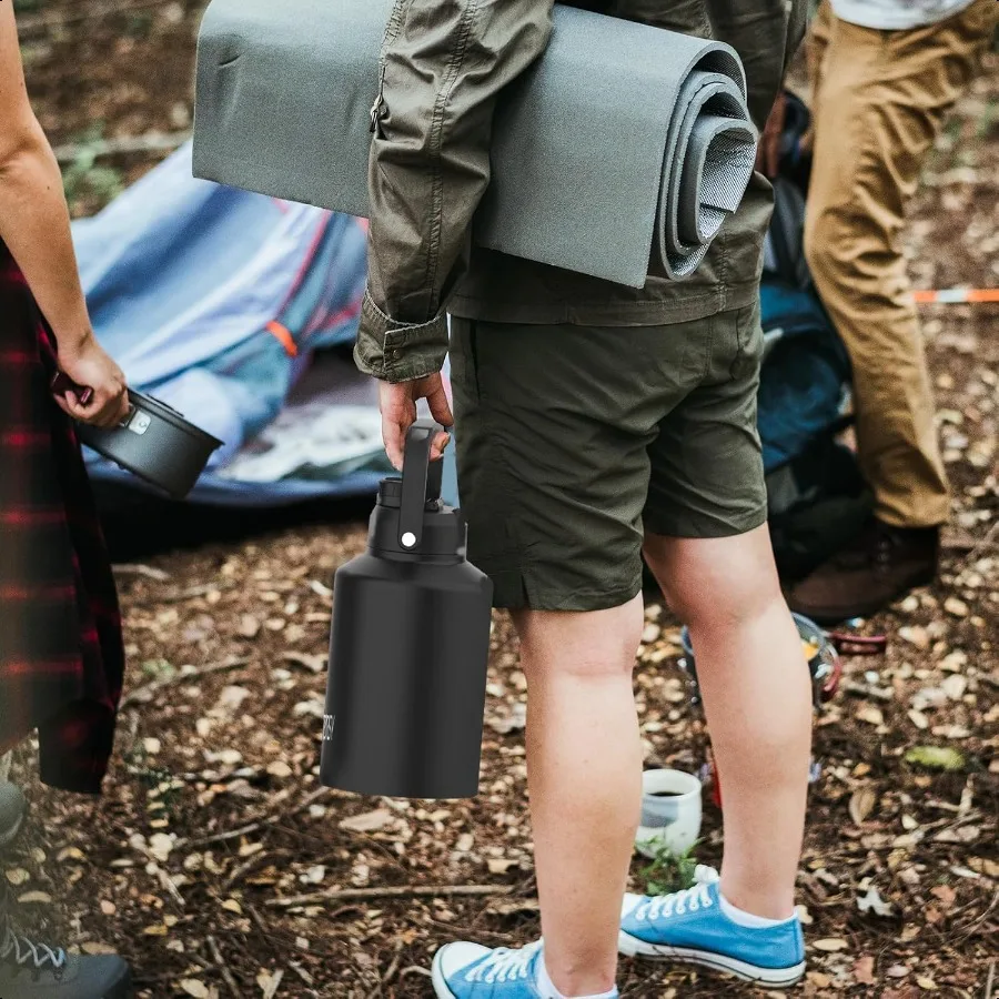 1 جالون زجاجة ماء معزولة باردة لمدة 48 ساعة BPA FreeLeak برهان 128oz إبريق ماء من الفولاذ المقاوم للصدأ زجاجة مياه كبيرة حرارية مع