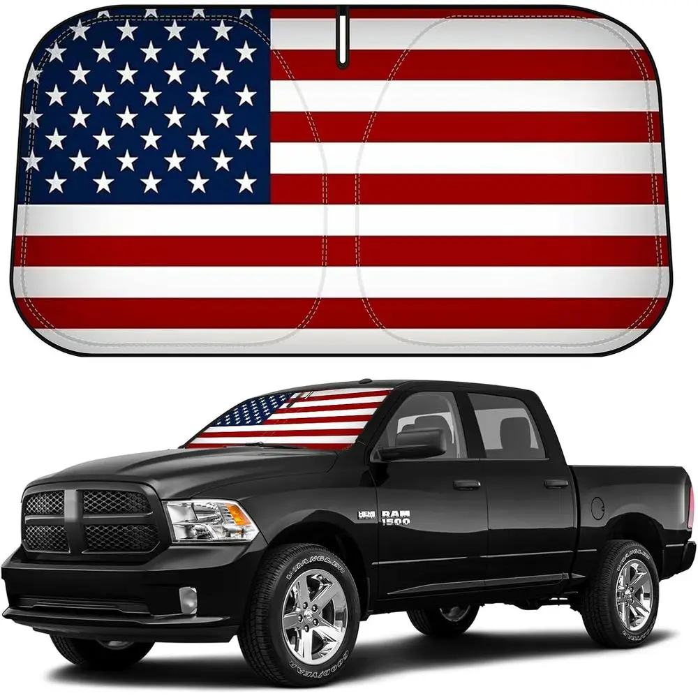 

Солнцезащитный козырек с американским флагом для лобового стекла Dodge Ram 1500 2009-2018 годов выпуска, защита от солнца для переднего окна, подходит для Ram 1500 RegularC.