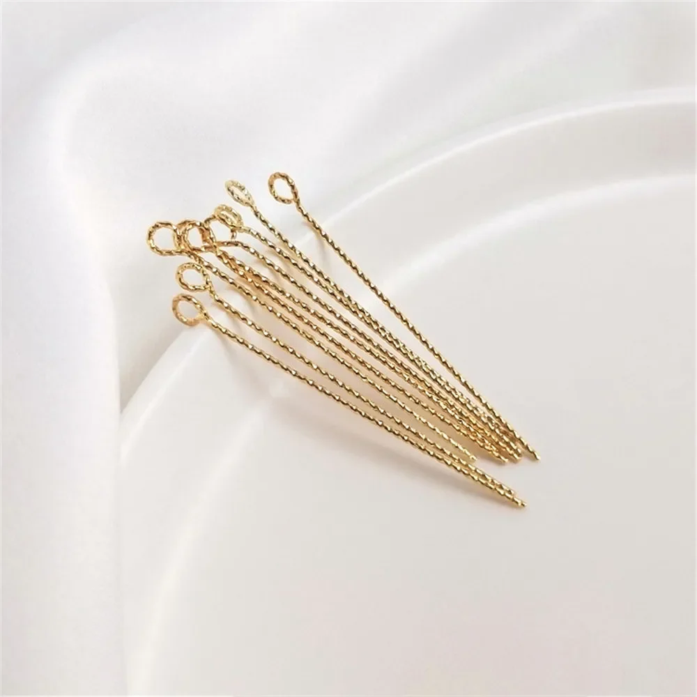 18K14K silver color bao bao gold accessories 9 word needle string bead needle round head T needle DIY earrings pendant material