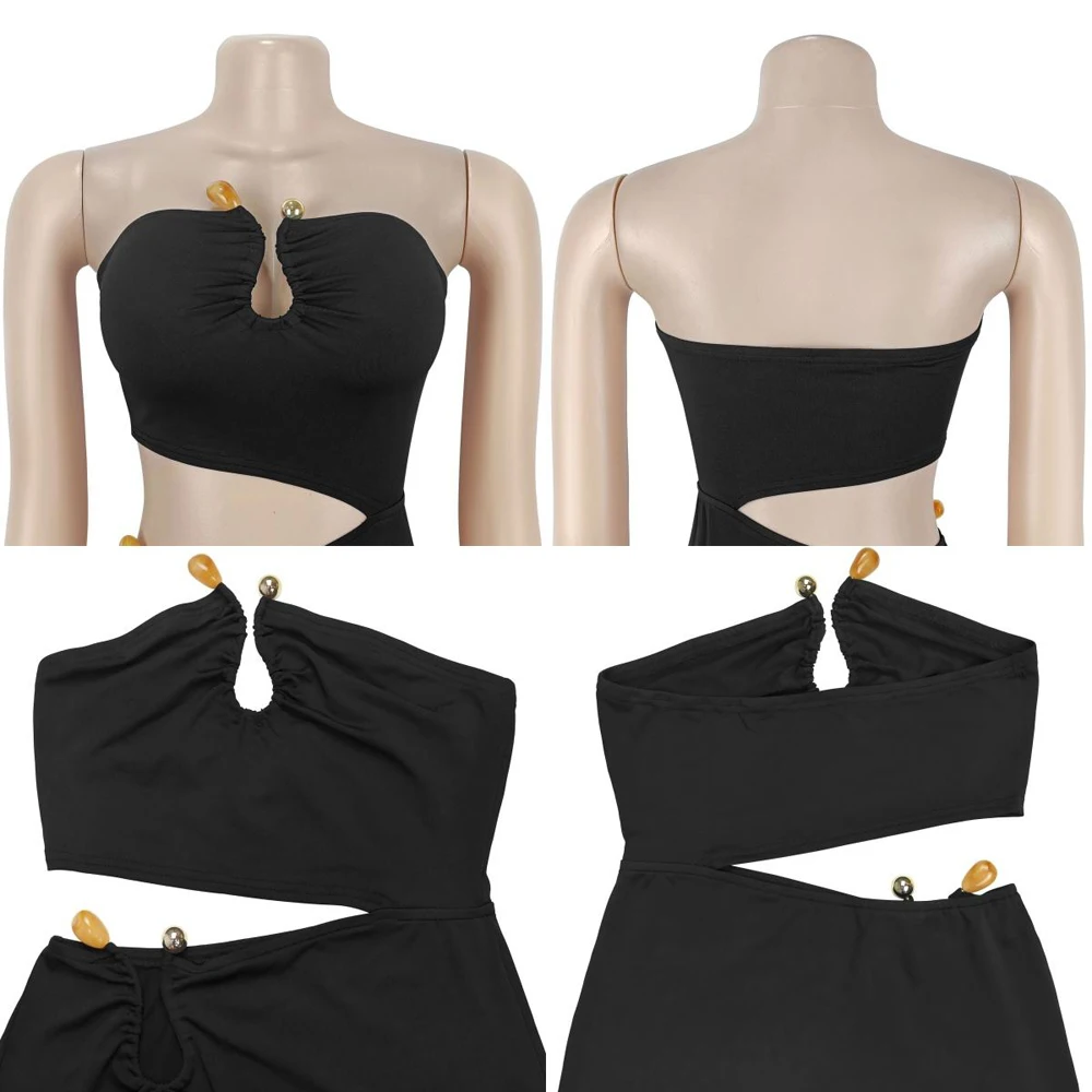Neu im Sortiment: Sexy Trägerloses Maxikleid für Damen, Ärmellos mit Cut-Outs, Club-Party Bodycon-Kleider, Großhandel, Schneller Versand, Sommer 2026 – Detail 4