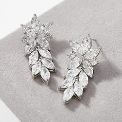 Huitan High Quality Cubic Zirconia Drop Earrings for Women Silver Color Temperament Bridal Wedding Earrings Fashion Jewelry 2022