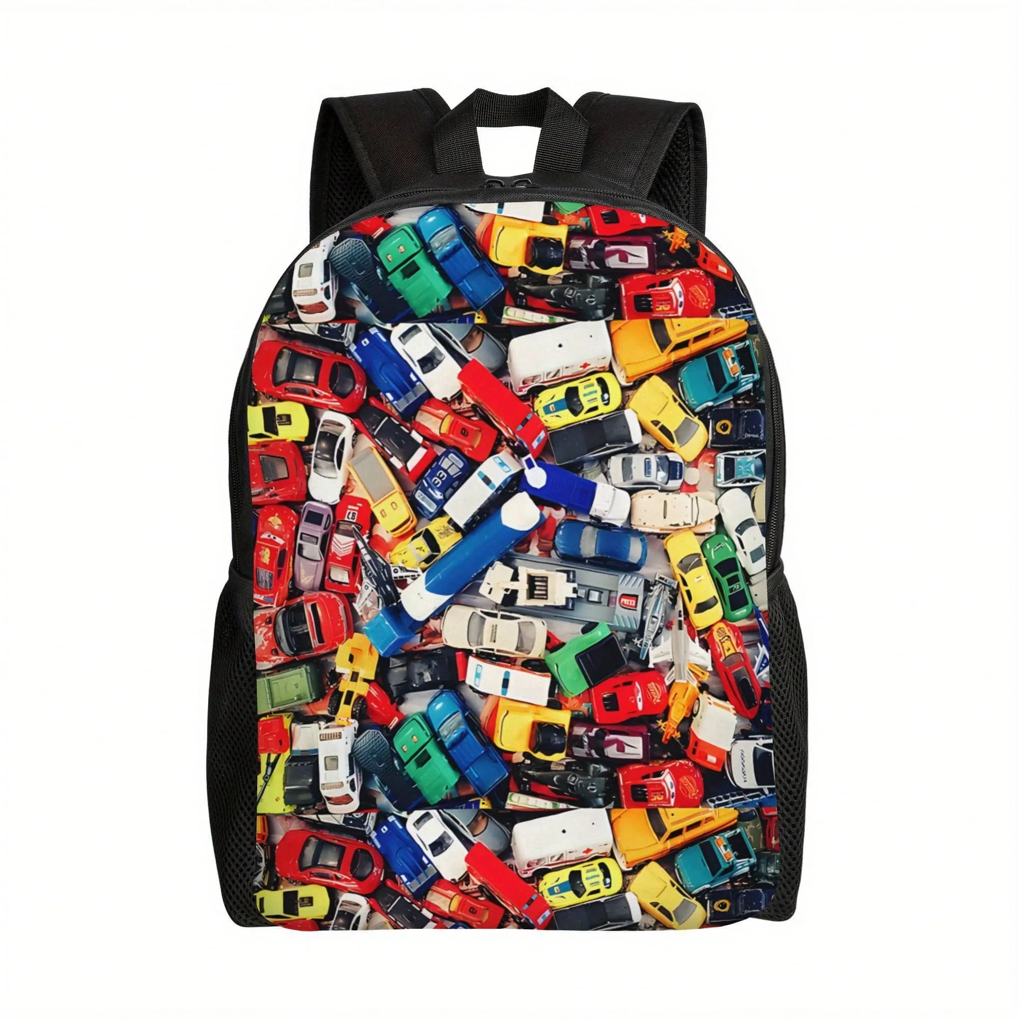 

1 Piece Bright Toy Car Print Laptop Backpack - Lightweight, Durable, Adjustable Straps, Zipper Closure, Casual Style Suitable For School, Travel, Or Gifts, Student Backpack, Suitable For Teenagers