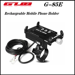 GUB G85E Bicycle Mobile Phone Holder with USB Charging Socket 22.2/25.4/31.8mm Motorcycle Handlebar Mount Cellphone Clip Stand