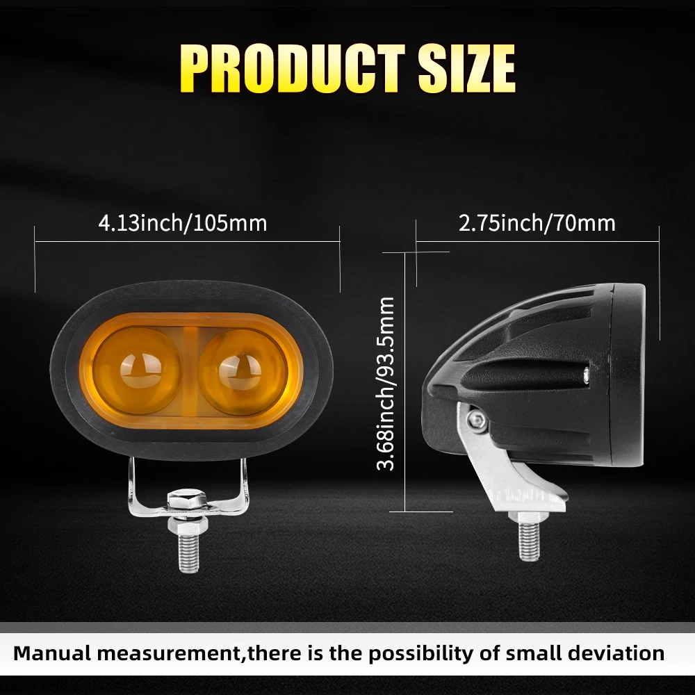 HAOLIDE Oval Amber LED Car Work Lights for Motorcycle Super Bright Led Sportlight 6000K 3000K for Offroad 12V 24V Fog Lamp