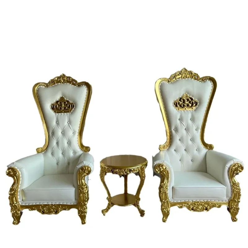 Customized factory direct sales hotel bright gold high back king seat clubhouse wedding sofa chair