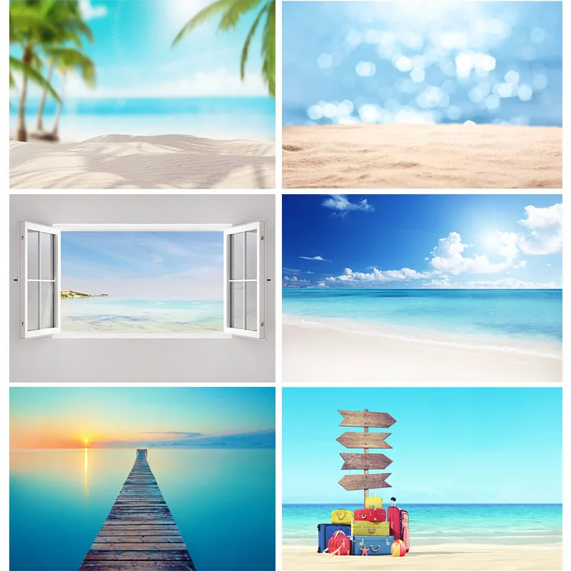 

Summer Tropical Sea Beach Palms Tree Photography Background Natural Scenic Photo Backdrops Photocall Photo Studio 22324 HT-09