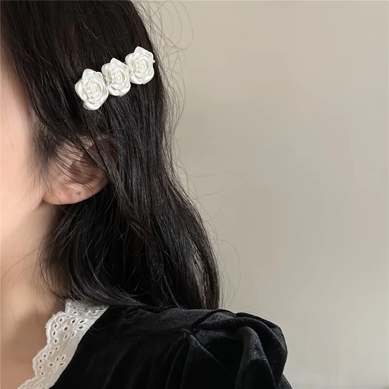 Retro Kamelien-Haarspange, Sanft und Vielseitig, Fransen-Clip, Kanten-Clip, Kopfschmuck, Kleine Rosen-Haarnadel, Sommer-Kopfschmuck – Detail 6