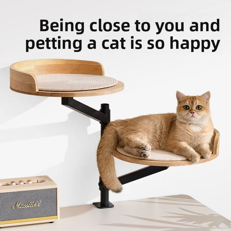 

Многоуровневая подвесная полка-гамак для кошек на стол: компактная мебель для совместного использования человеком и питомцем, модульная лежанка для кошек на рабочее место